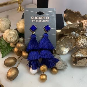 SUGERFIX by Baublebar navy gold tassel earrings NEW WITH GIFT BOX